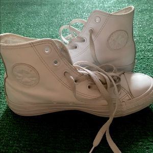 White Leather Hightop Converse